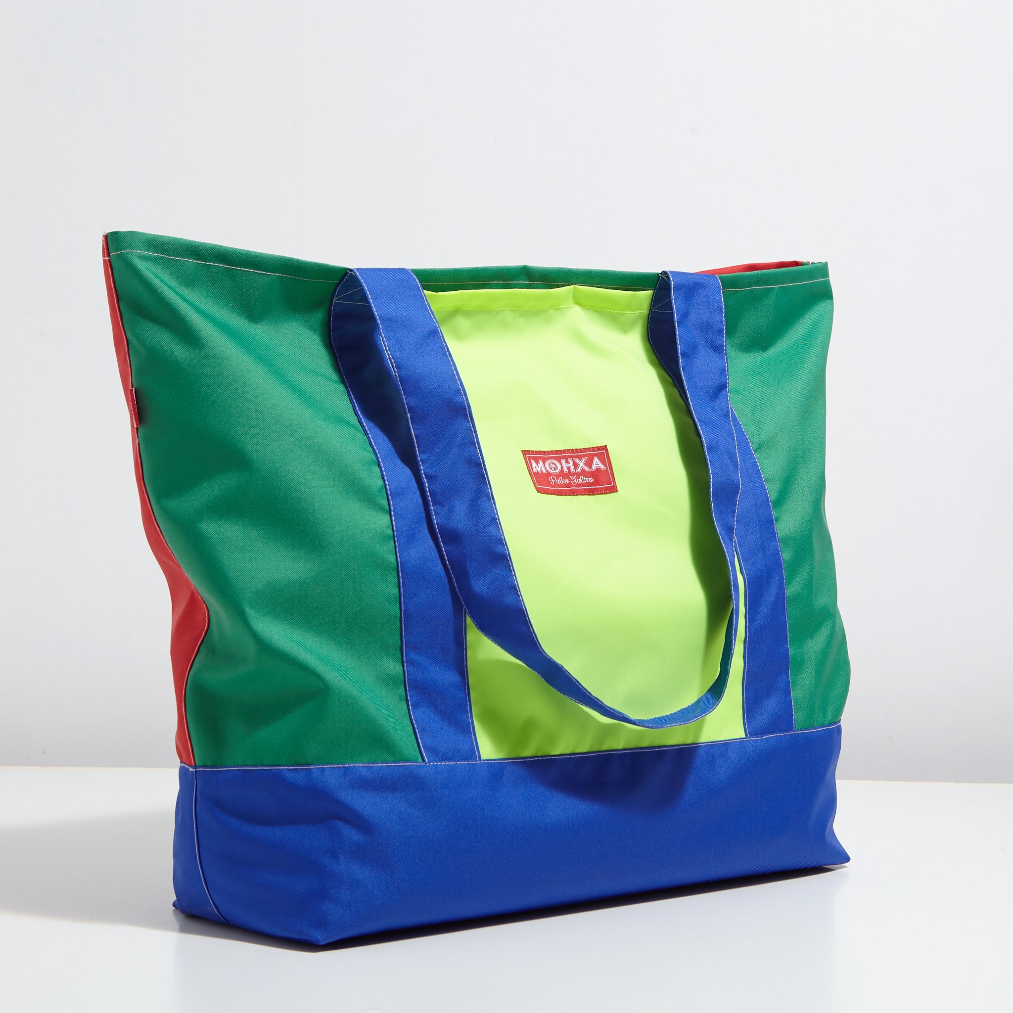 multicolor nylon day bay bag (red/blue/green)
