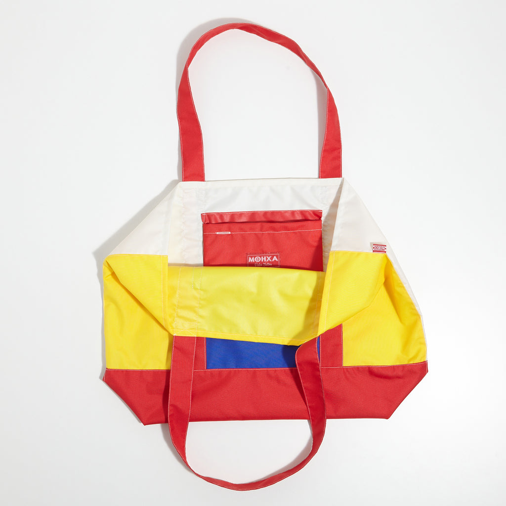 multicolor nylon day bay bag (yellow/white/red)