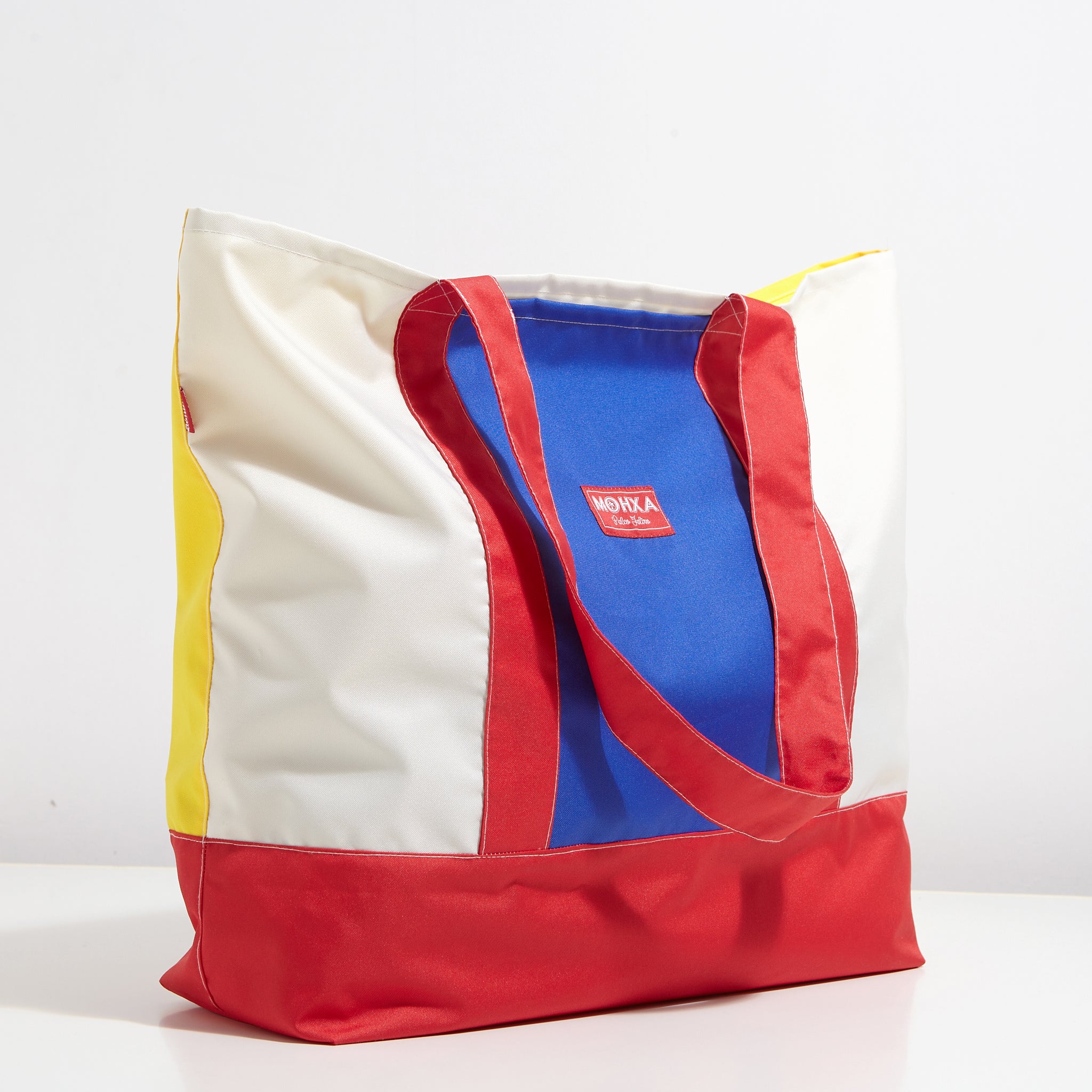 multicolor nylon day bay bag (yellow/white/red)