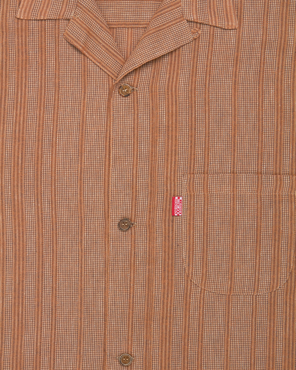 jacquard stripe lapel shirt / brown