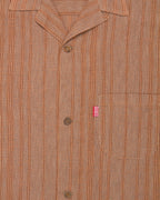jacquard stripe lapel shirt / brown