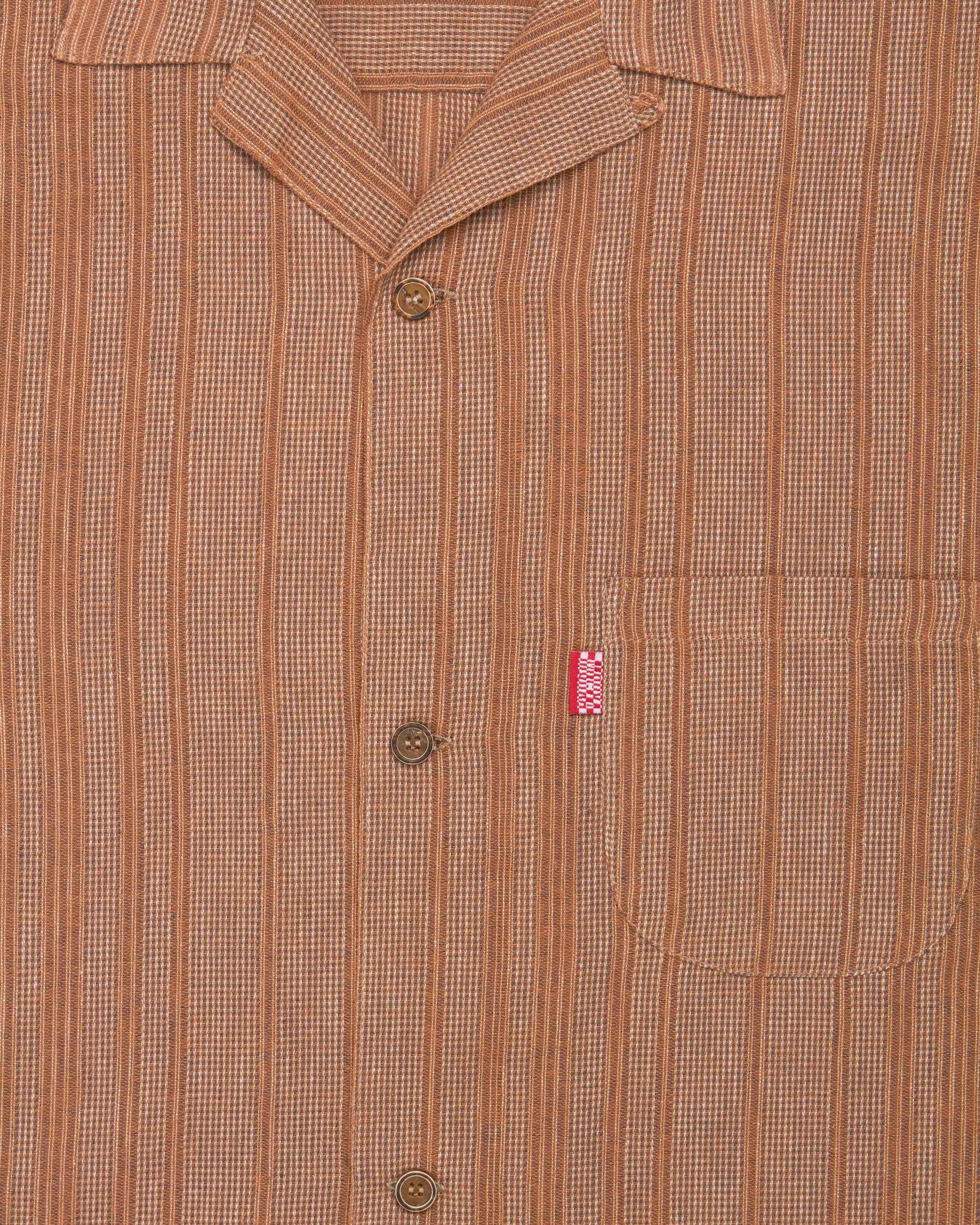 jacquard stripe lapel shirt / brown
