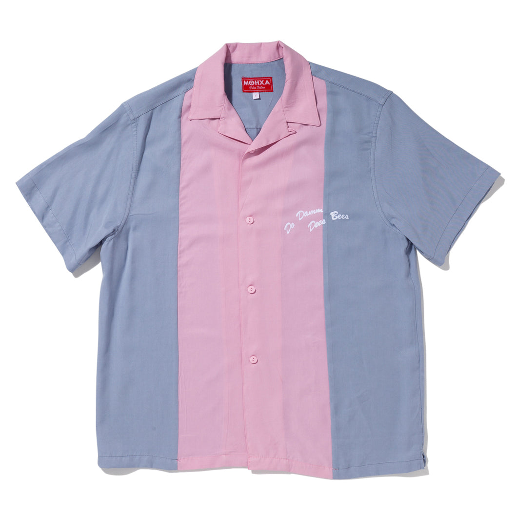 bees knees lapel shirt (cloud blue / pink)