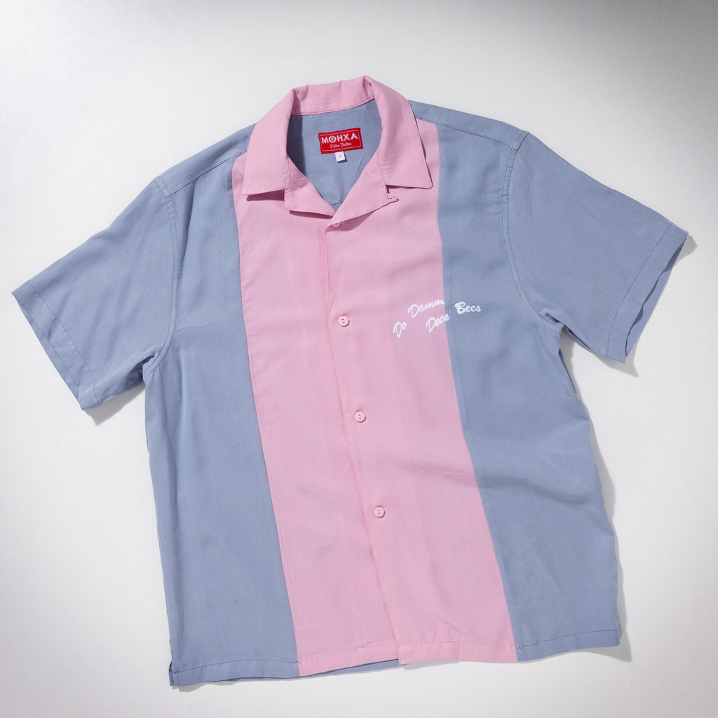 bees knees lapel shirt (cloud blue / pink)