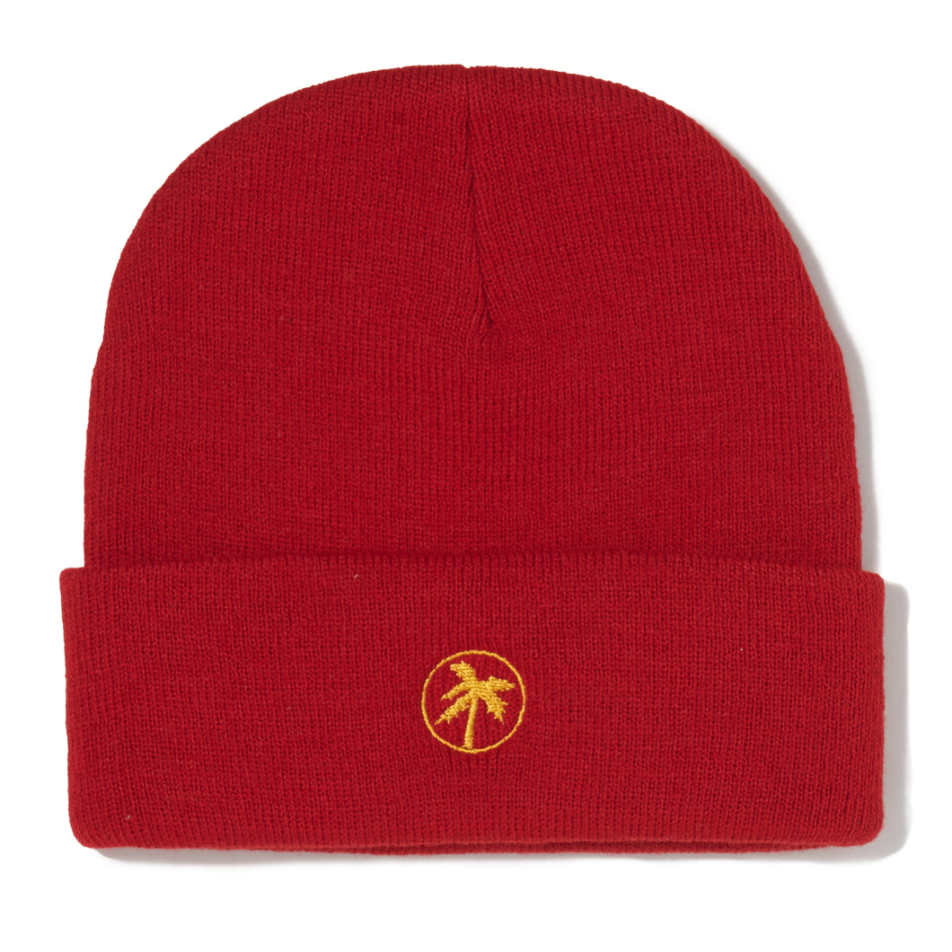 palm beanie / red