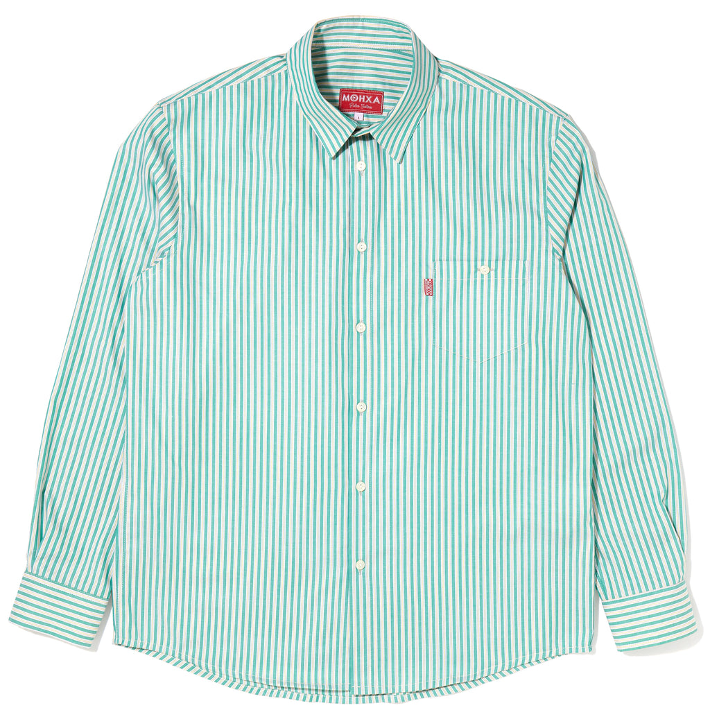 striped label shirt (green)