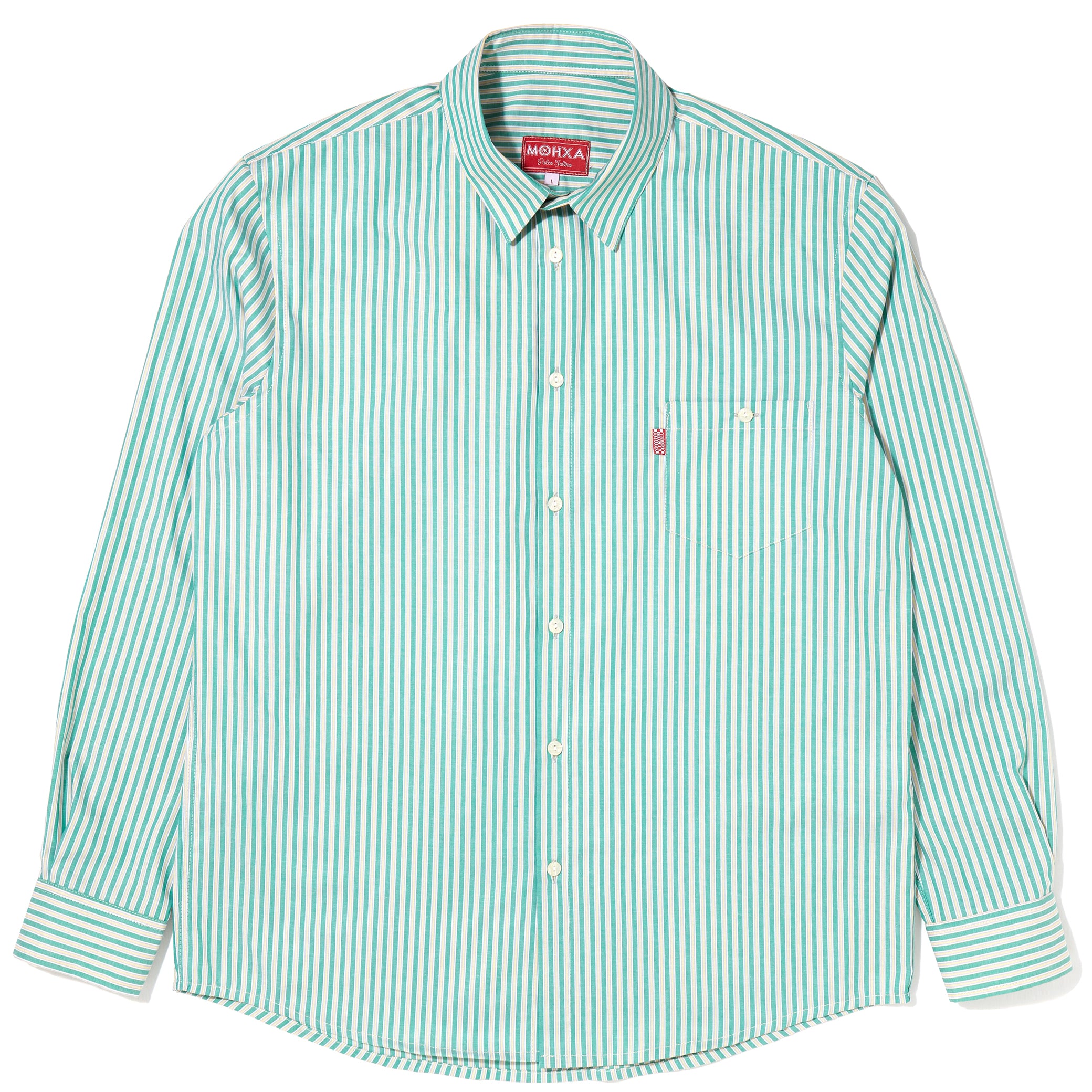 striped label shirt (green)