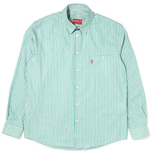 Load image into Gallery viewer, striped label shirt (green)

