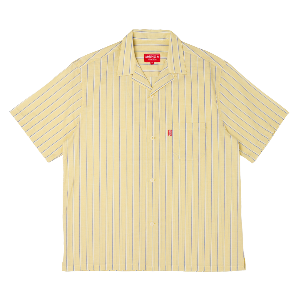striped lapel shirt / light yellow