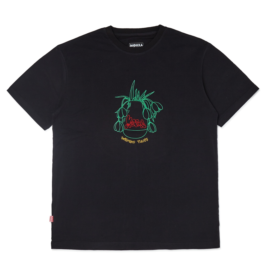 depressed tulips tee / black