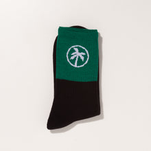 Load image into Gallery viewer, two tone palm socks / black and green
