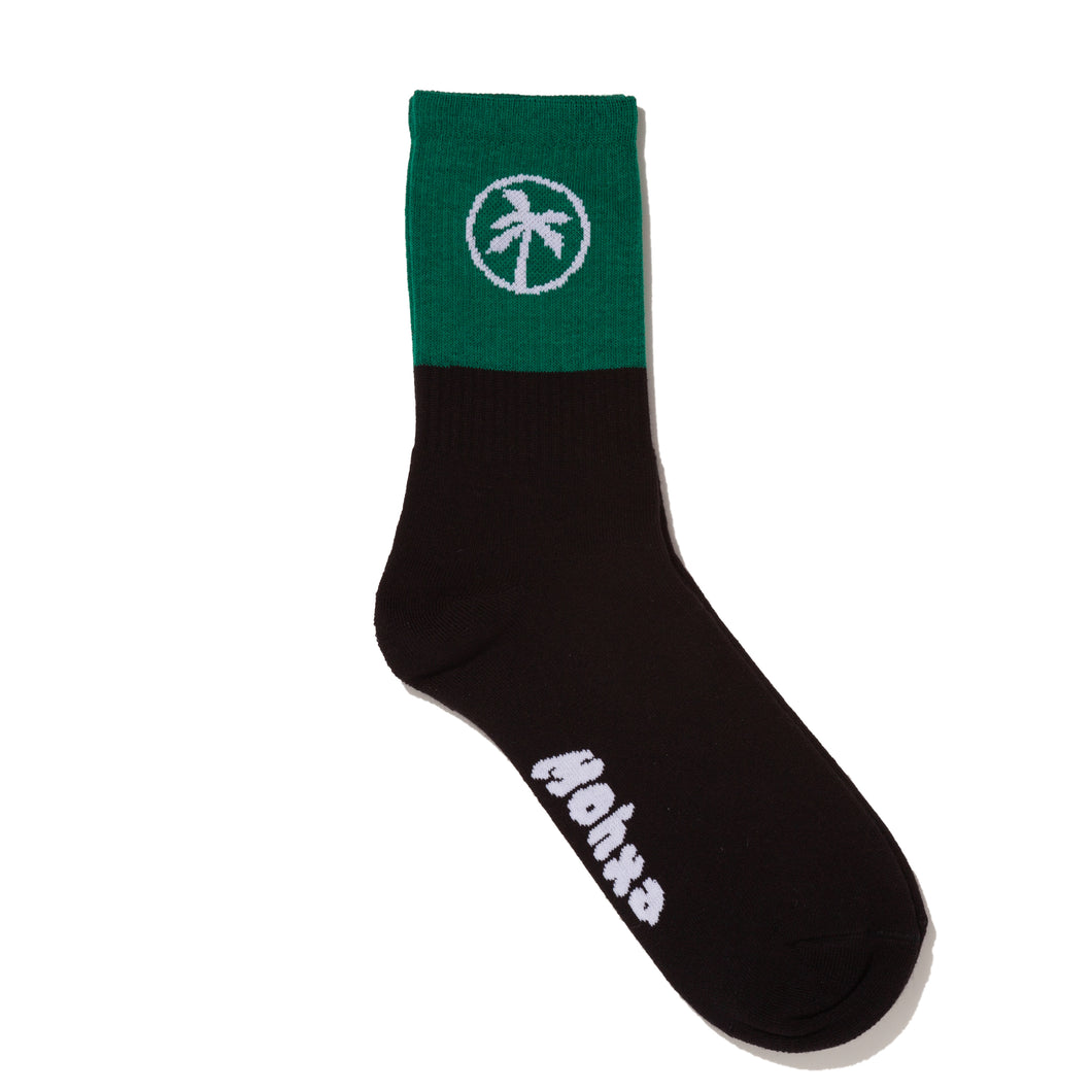 two tone palm socks / black and green