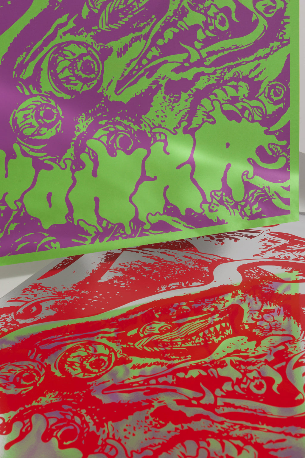 space eaters poster / purple on clover green